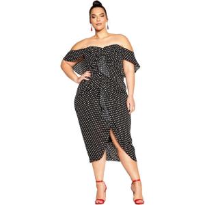 City Chic Womens Dress Gina Spot(Blk Polka Dot)
