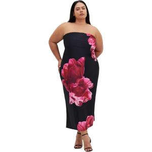 City Chic Women’s Dress-Amari Print(Black Fleur)