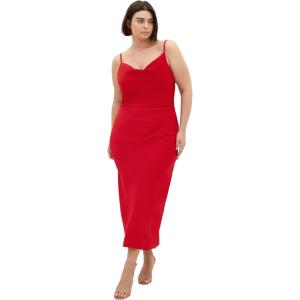 City Chic Women’s Plus Size Cocktail Dress – Mali Side Gathering Front Split(Red)