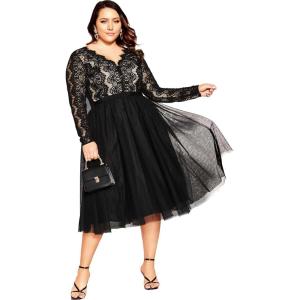 City Chic Women’s Plus Size Cocktail Dress – Rare Beauty(Black)