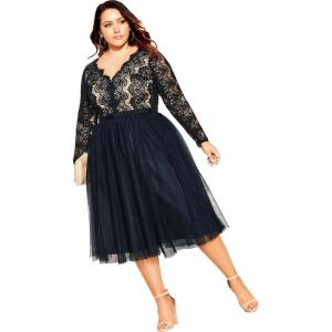 City Chic Women’s Plus Size Cocktail Dress – Rare Beauty(Navy)