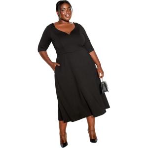City Chic Women’s Plus Size Cute Girl Elbow Sleeve Dress(Black)