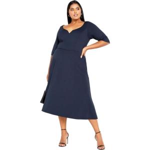City Chic Women’s Plus Size Cute Girl Elbow Sleeve Dress(Navy)