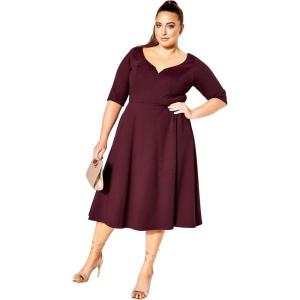 City Chic Women’s Plus Size Cute Girl Elbow Sleeve Dress(Ox Blood)