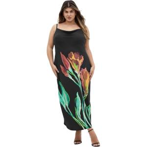 City Chic Women’s Plus Size Dress – Averi Cowl Neck Slip(Vivid Stem)