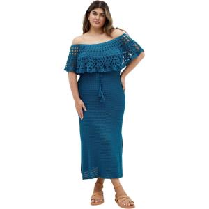 City Chic Women’s Plus Size Dress – Callie Crochet(Poseidon)