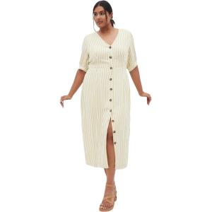 City Chic Women’s Plus Size Dress – Charli Stripe Midi(Ivory Stripe)