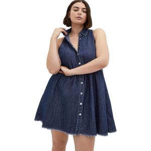 City Chic Women’s Plus Size Dress – Dulce Sleeveless(Mid Denim)