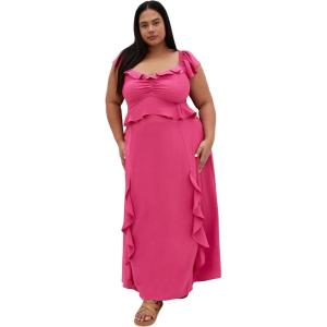 City Chic Women’s Plus Size Dress – Fee Frill Maxi(Magenta)
