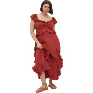 City Chic Women’s Plus Size Dress – Fee Frill Maxi(Sienna)