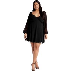 City Chic Women’s Plus Size Dress – Flirty Flounce(Black)