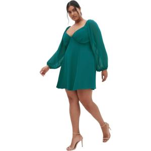City Chic Women’s Plus Size Dress – Flirty Flounce(Deep Teal)