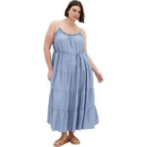 City Chic Women’s Plus Size Dress – Island Tier Maxi(Light Wash)