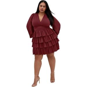 City Chic Women’s Plus Size Dress – Kailey(Oxblood)