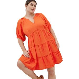 City Chic Women’s Plus Size Dress – Kara(Tangerine)