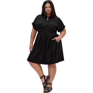 City Chic Women’s Plus Size Dress – Lyra Shift Short(Black)