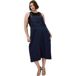 City Chic Women’s Plus Size Dress – Pinafore Midi(Dark Denim)