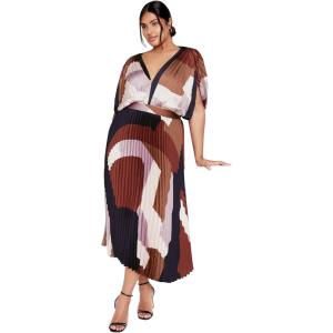 City Chic Women’s Plus Size Dress-Henley Print Midi(Geo Muse)