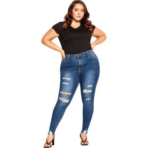 City Chic Women’s Plus Size Jean – Asha Wild Rose(Indigo)