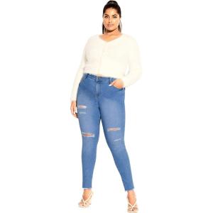 City Chic Women’s Plus Size Jean – Asha Wild Rose(Ocean Eyes Denim)