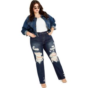 City Chic Women’s Plus Size Jean-Hannah Rip(Dark Denim)