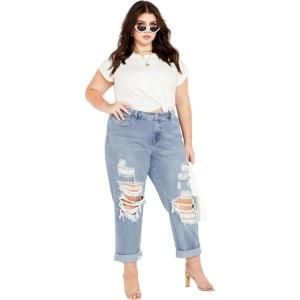 City Chic Women’s Plus Size Jean-Hannah Rip(Light Wash)