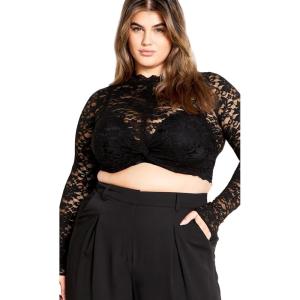City Chic Women’s Plus Size Lace Frankie Top(Black)