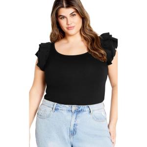 City Chic Women’s Plus Size Lula Bodysuit(Black)