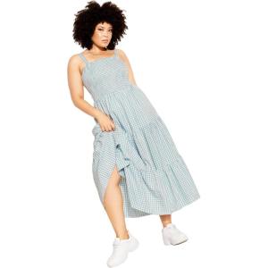 City Chic Women’s Plus Size Maxi Gingham(Mint Gingham)