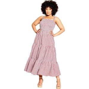 City Chic Women’s Plus Size Maxi Gingham(Roseberry Gingham)