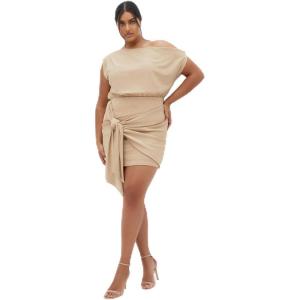 City Chic Women’s Plus Size Mini Dress – Paloma(Gold Taupe)