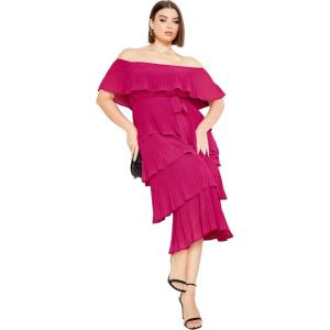 City Chic Women’s Plus Size Night Garden Dress(Hot Pink)