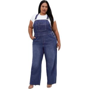City Chic Women’s Plus Size Overall – Pinafore(Mid Denim)