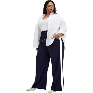 City Chic Women’s Plus Size Pant – Lilia(Navy/White Stripe)