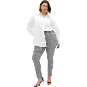 City Chic Women’s Plus Size Pants – Bengaline Check(Black Check)