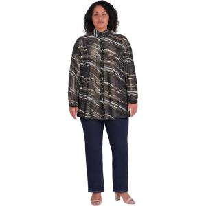 City Chic Women’s Plus Size Shirt – Sheer Sally Print(Marble)
