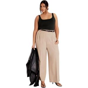 City Chic Women’s Plus Size Top – Arami Deep Round Neck(Black)
