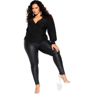 City Chic Women’s Plus Size Top – Glowing(Black)