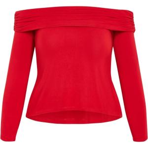 City Chic Women’s Plus Size Top – Knit JoJo(Red)