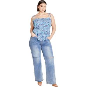 City Chic Women’s Plus Size Top – Lyla Print(Blue Ditsy)