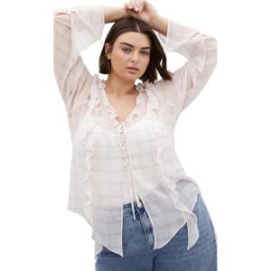 City Chic Women’s Plus Size Top – Sweet Nothings(Mini Check)