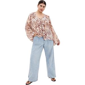 City Chic Women’s Plus Size Top – Vivid Instinct Ruffle Print(Instinct)