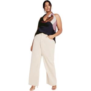 City Chic Women’s Plus Size Top-Chloe Cowl Halter Neck Print,(Geo Muse)