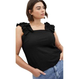 City Chic Women’s Top-Aria Frill(Black)