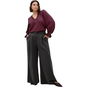 City Chic Women’s Top-Marena Ruffle V Neck(Bordeaux)