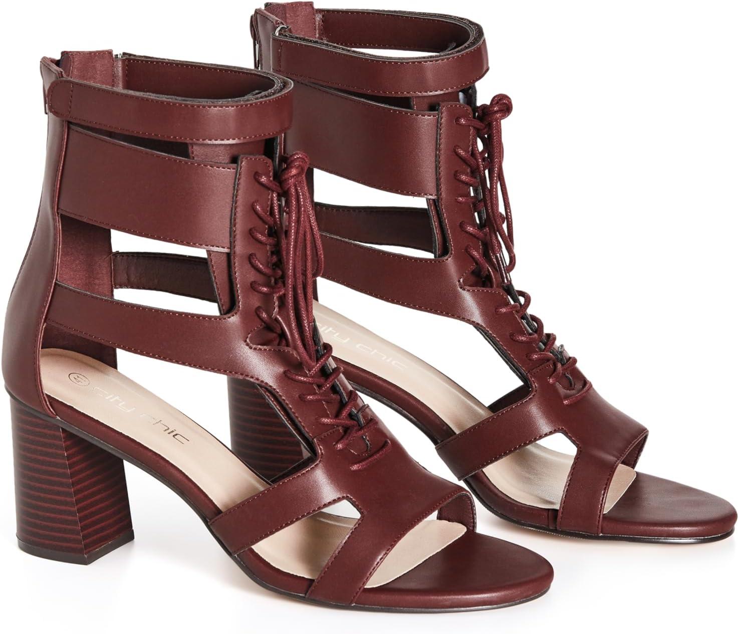 image:imageCITY CHIC WIDE FIT Attitude Lace Up Block HeelBrown