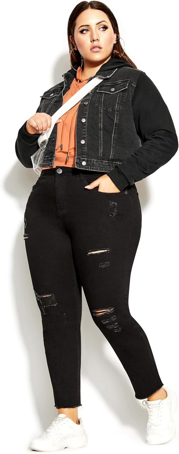 image:imageCity Chic CCX Womens Plus Size Jacket Denim StreetBlack Wash