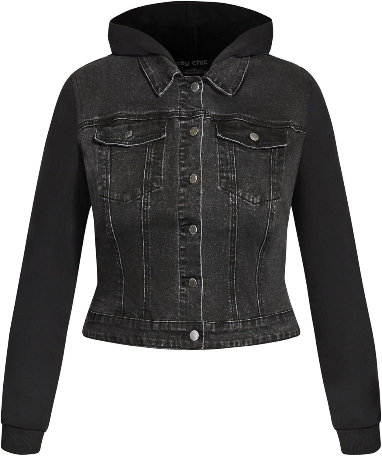 image:imageCity Chic CCX Womens Plus Size Jacket Denim StreetBlack Wash