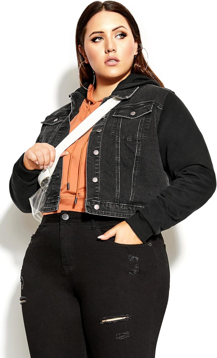 image:imageCity Chic CCX Womens Plus Size Jacket Denim StreetBlack Wash
