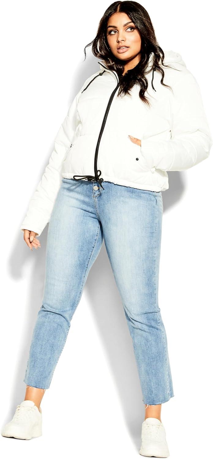 image:imageCity Chic CCX Womens Plus Size Jacket Streetwise PufferIvory